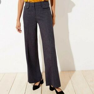 Loft Women’s Size 14 High Waist Trouser Wide Leg Navy Houndstooth Dress Pants